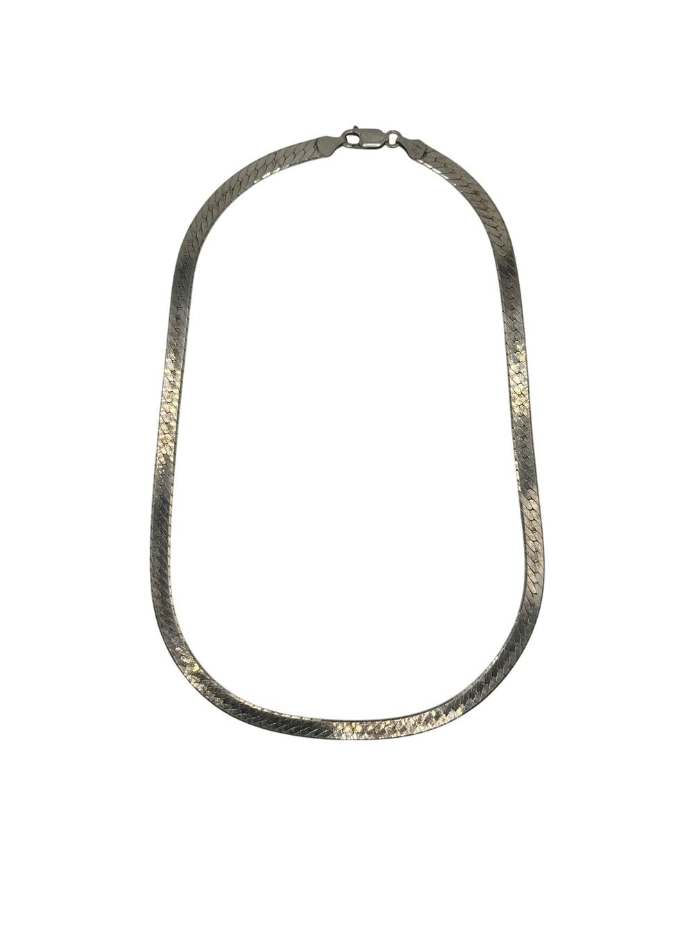 Vintage 925 Italy Sterling Silver Herringbone Chain Necklace 18" 28g 5mm